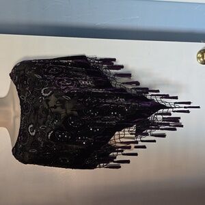 Sequin Beaded Evening Pullover Cape/Shawl Burnout Fabric beaded fringe